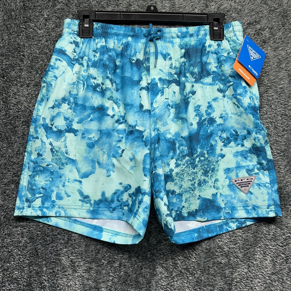 Columbia PFG Mens Size 2XL Blue Rambler Printed Water Athletic Shorts